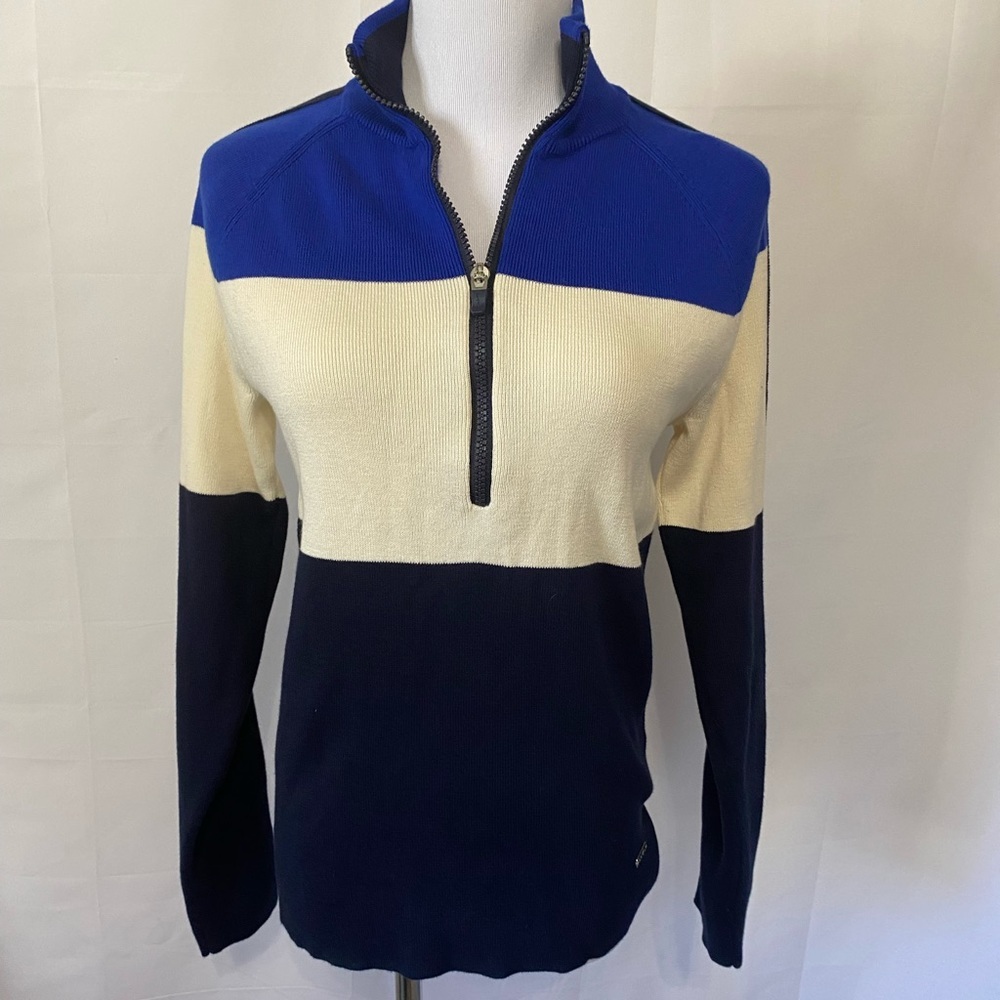 Lauren Active Ralph Lauren 1/4 zip 100% cotton color blocked sweater size Med